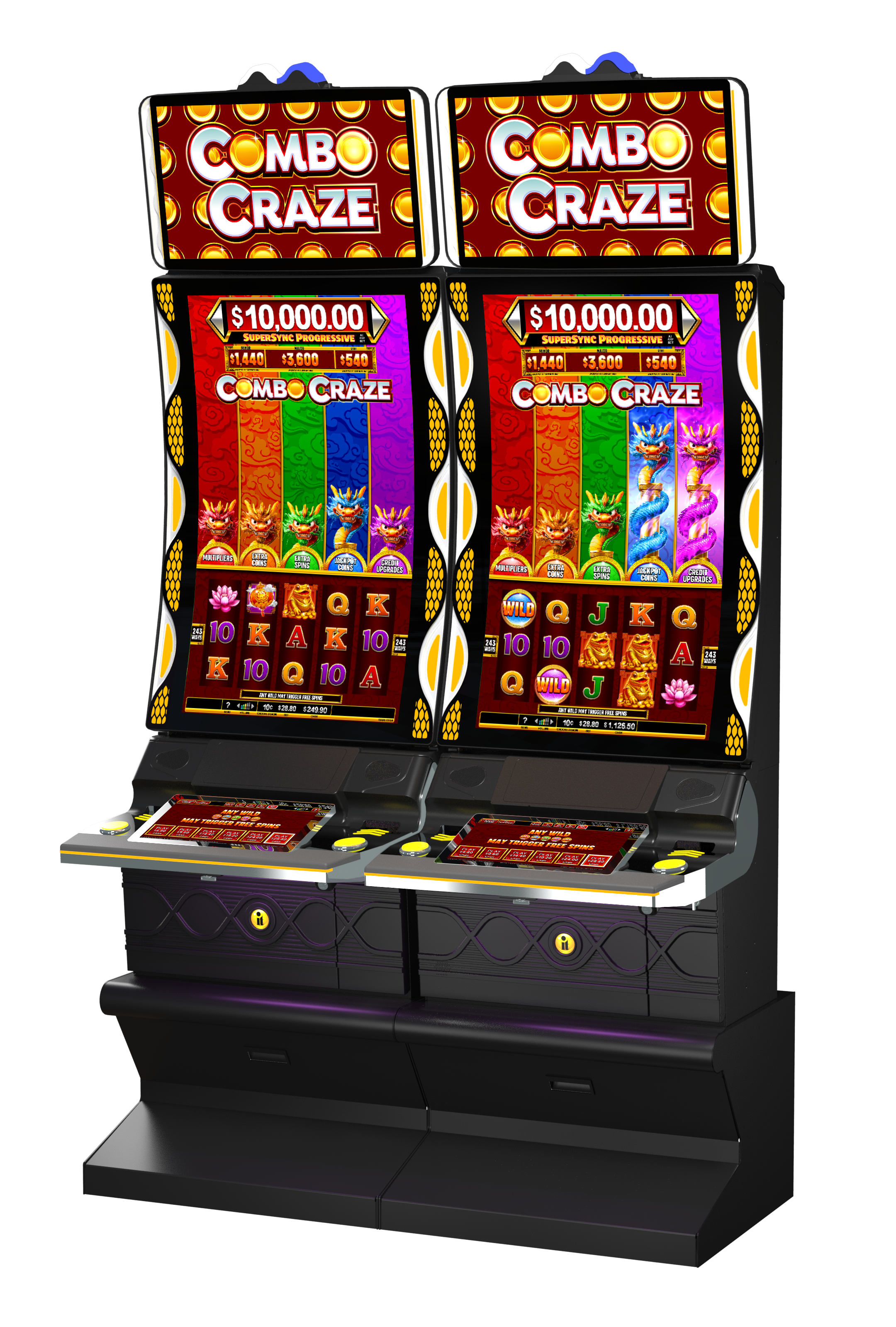 Combo Craze Five Pillars slot machine cabinet by Incredible Technologies