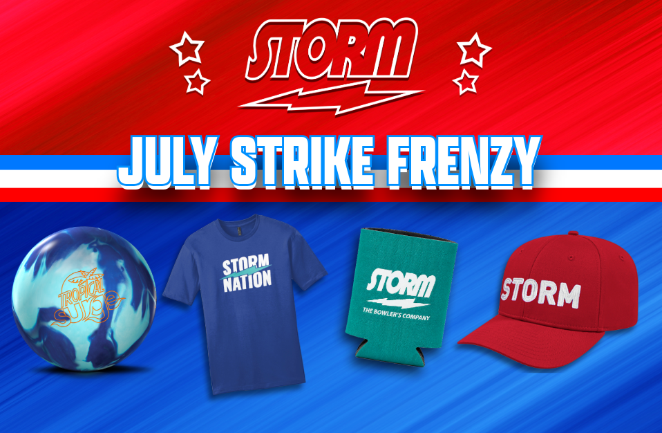<h1>July STORM Strike Frenzy is Here!</h1><p>Score as many strikes as you can to earn Storm swag and equipment!</p> Marquee 1